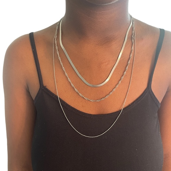 Silver Layered Necklace - Picture 3 of 4